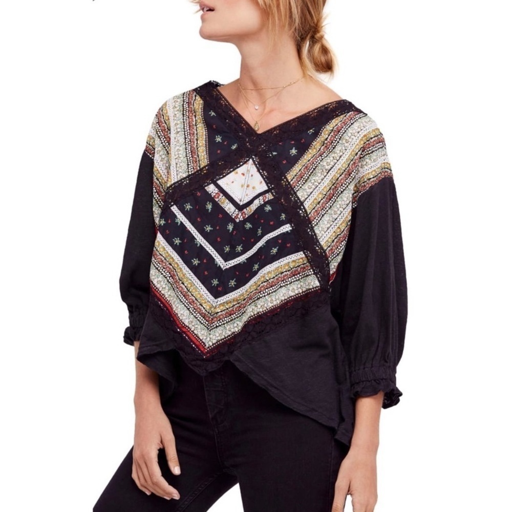 Free People Prairie Days Patchwork Top Size XS Women